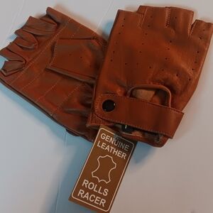 MEN'S UNLINED LEATHER HALF GLOVES, Tan